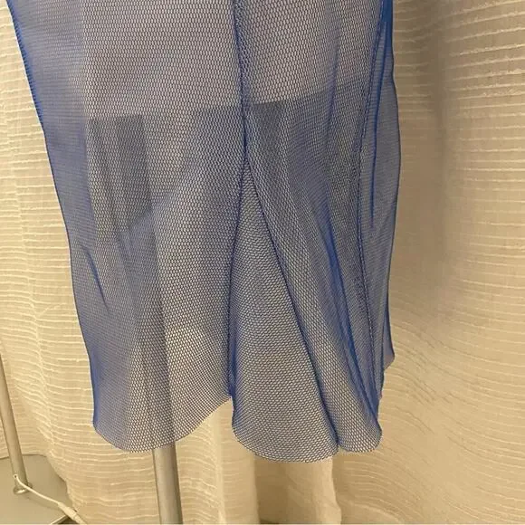 Milly Blue Midi Pencil Skirt sz 10 Milly Midi Skirt Net Overlay Skirt - Picture 11 of 14